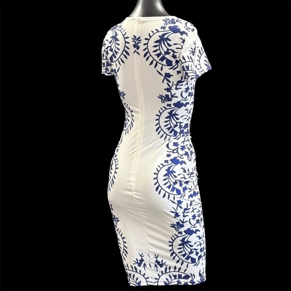 SHEIN White Dress with Blue Floral Design - Picture 6 of 6
